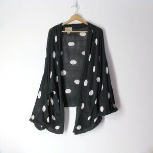Wildfox Oversized Slouchy open front Cardigan Black white Polka Dot XS S M XL